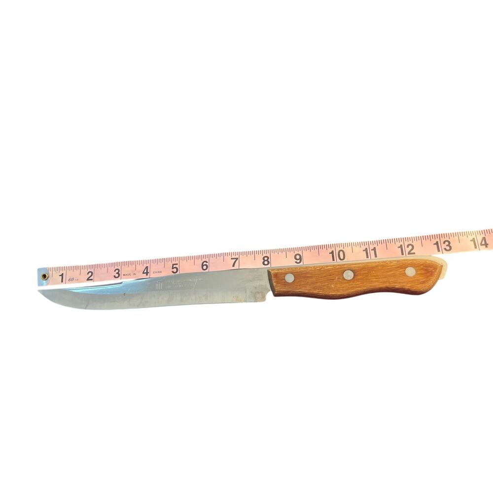 Vintage Japanese Kitchen Knife Precision Hollow Ground Stainless‎ Wood Handle 8"